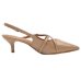 Scarpin Vizzano Slingback Salto Fino Baixo Verniz - Bege