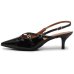 Scarpin Vizzano Slingback Salto Fino Baixo Verniz - Preto