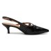 Scarpin Vizzano Slingback Salto Fino Baixo Verniz - Preto