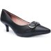 Scarpin Vizzano Salto Médio Bico Fino Fivela Feminino - Preto