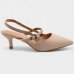 Scarpin Vizzano Slingback Bico Fino Tiras Salto Baixo - Bege