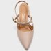 Scarpin Vizzano Slingback Bico Fino Tiras Salto Baixo - Bege