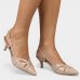 Scarpin Vizzano Slingback Bico Fino Verniz Salto Baixo - Bege