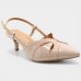 Scarpin Vizzano Slingback Bico Fino Verniz Salto Baixo - Bege