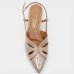 Scarpin Vizzano Slingback Bico Fino Verniz Salto Baixo - Bege