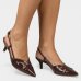 Scarpin Vizzano Slingback Bico Fino Verniz Salto Baixo - Marrom Escuro