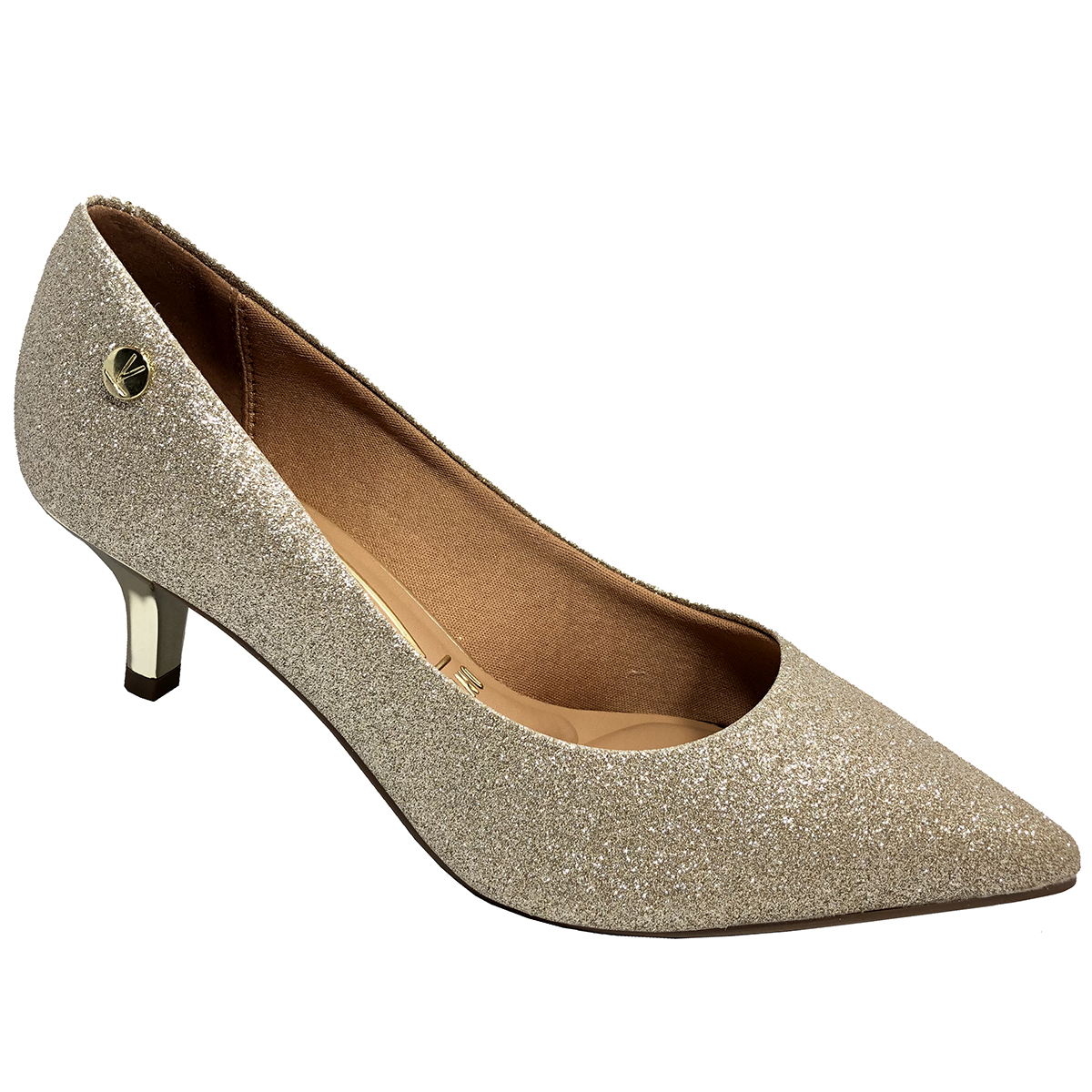 scarpin vizzano dourado salto baixo