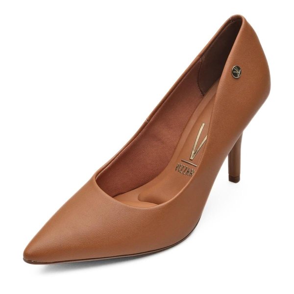 Scarpin Vizzano Salto Alto Bico Fino Fosco - Caramelo