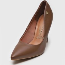 Scarpin Vizzano Salto Alto Bico Fino Fosco - Marrom