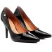 Scarpin Vizzano Salto Alto Bico Fino Verniz - Preto