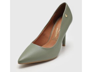 Scarpin Vizzano Pelica Salto Alto Bico Fino - Verde Oliva