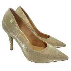 Scarpin Vizzano Metalizado Plissado Bico Fino - Dourado