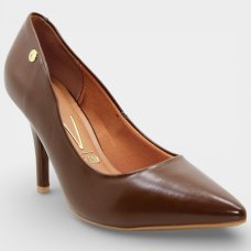 Scarpin Vizzano Salto Alto Bico Fino - Marrom Claro