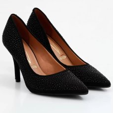 Scarpin Vizzano Strass Salto Alto Bico Fino - Preto