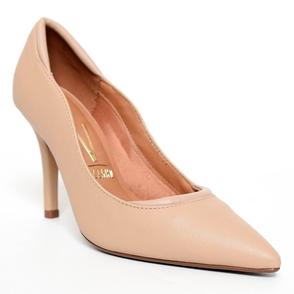 Scarpin Vizzano Ondulado Fosco Salto Alto - Bege