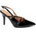 Scarpin Vizzano Slingback Fivelas Salto Médio Verniz - Preto