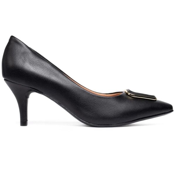 Scarpin Vizzano Detalhe Salto Médio Feminino - Preto