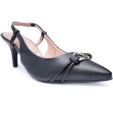 Scarpin Vizzano Slingback Detalhe Salto Médio - Preto