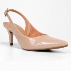 Scarpin Vizzano Slingback Verniz Salto Fino Médio - Bege