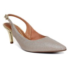 Scarpin Vizzano Slingback Gliter Salto Fino Médio - Dourado