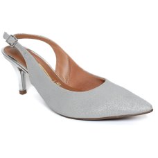 Scarpin Vizzano Slingback Gliter Salto Fino Médio - Prata