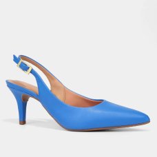 Scarpin Vizzano Slingback Salto Fino Médio - Azul Royal