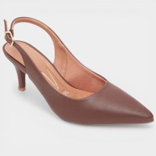Scarpin Vizzano Slingback Salto Fino Médio - Marrom Scarpin Vizzano Slingback Salto Fino Médio - Marrom