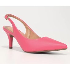 Scarpin Vizzano Slingback Salto Fino Médio - Rosa e Bege