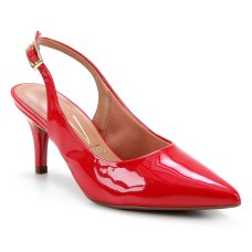 Scarpin Vizzano Slingback Verniz Salto Fino Médio - Vermelho