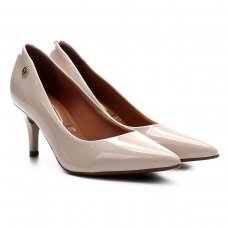 Scarpin Vizzano Bico Fino Salto Médio Verniz Feminino - Creme