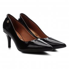 Scarpin Vizzano Bico Fino Salto Médio Verniz Feminino - Preto