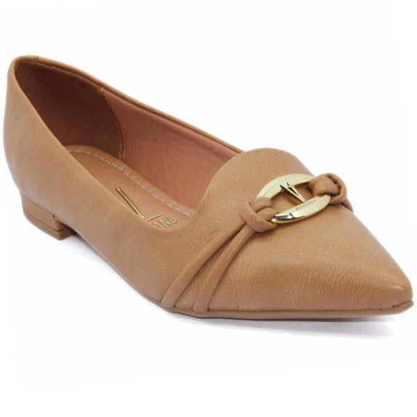 Sapatilha Vizzano Bico Fino Logo Feminina - Areia