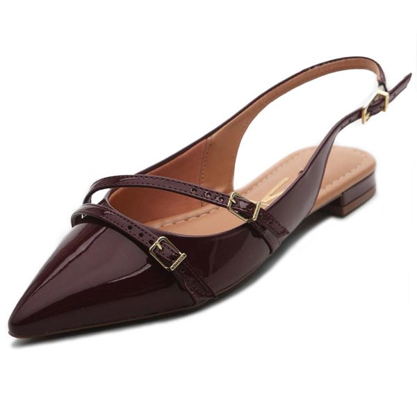 Sapatilha Vizzano Slingback Verniz Bico Fino - Vinho