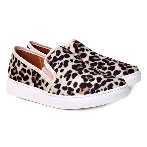 Slip On Vizzano Animal Print Onça Feminino - Bege Escuro