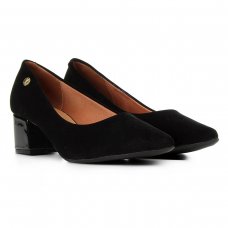 Scarpin Vizzano Bico Fino Salto Bloco Feminino - Preto