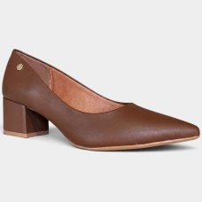 Scarpin Vizzano Bico Fino Salto Bloco Feminino - Marrom