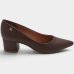 Scarpin Vizzano Bico Fino Salto Bloco Feminino - Marrom Escuro