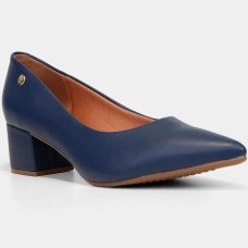 Scarpin Vizzano Salto Grosso Bico Fino - Marinho