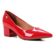 Scarpin Vizzano Salto Grosso Bico Fino - Vermelho