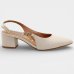 Scarpin Vizzano Slingback Salto Bloco Detalhe - Creme