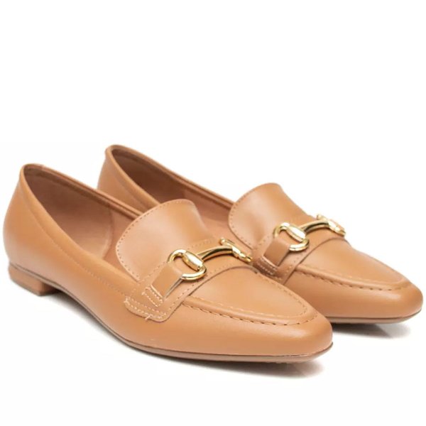 Mocassim Loafer Vizzano Metal Feminino - Caramelo