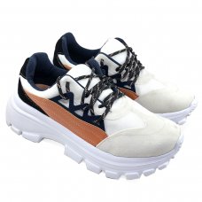 Tênis Dad Sneaker Chunky Vizzano Recortes - Branco e Caramelo