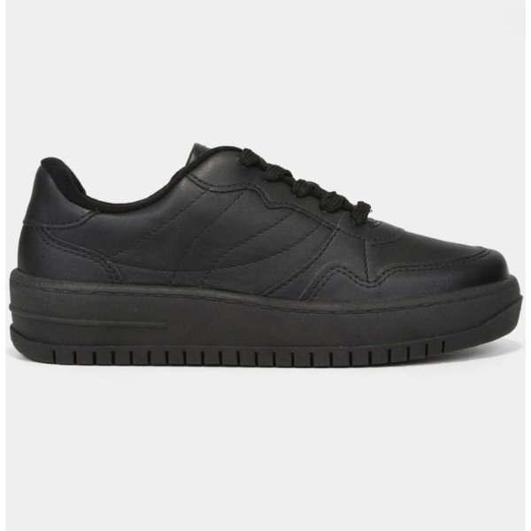 Tênis Vizzano Recortes Casual Cadarço Feminino - Preto