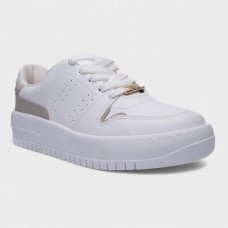 Tênis Vizzano Skatista Recortes Feminino - Branco e Cinza Tênis Vizzano Skatista Recortes Feminino - Branco e Cinza