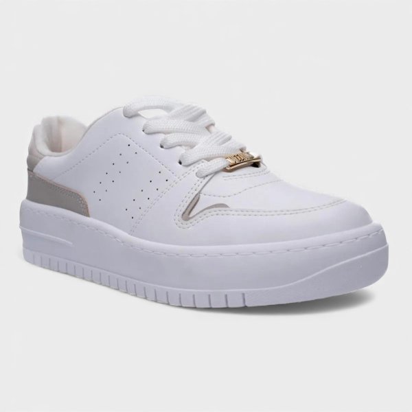 Tênis Vizzano Skatista Recortes Feminino - Branco e Cinza