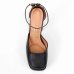 Peep Toe Meia Pata Vizzano Bico Quadrado Salto Bloco Alto - Preto