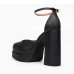 Peep Toe Meia Pata Vizzano Bico Quadrado Salto Bloco Alto - Preto