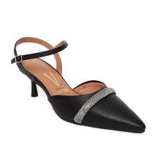 Scarpin Vizzano Tira Strass Salto Baixo Feminino - Preto