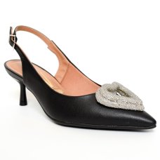 Scarpin Vizzano Slingback Coração Strass Feminino - Preto