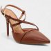 Scarpin Vizzano Salto Alto Tiras Cruzadas Feminino - Marrom
